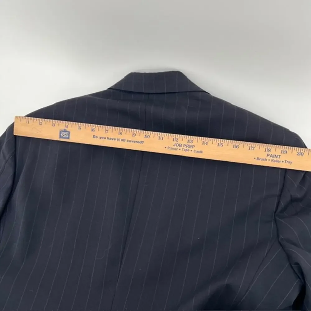 VTG Polo Ralph Lauren Pinstripe Suit 44R 36x28 Wool Blue Cuffed ClassicUSA Made